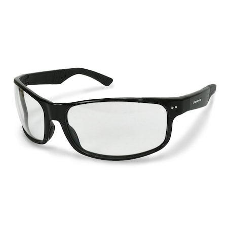 Crossfire CK7, Safety Glasses, Anti-Scratch, Clear Lens, Shiny Black Frame, 1 PR 460604